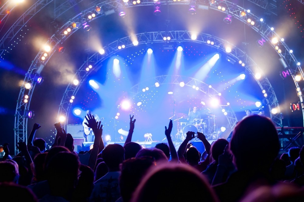 Crowd of fans at an open-air live concert